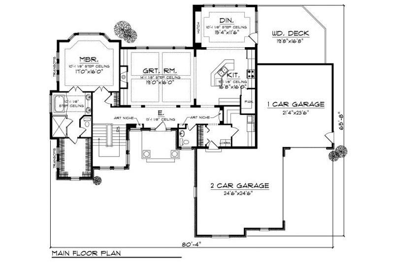Home Plan - Floor Plan - Main Floor for European House Plan #70-884 - 4 bed, 3.5 bath