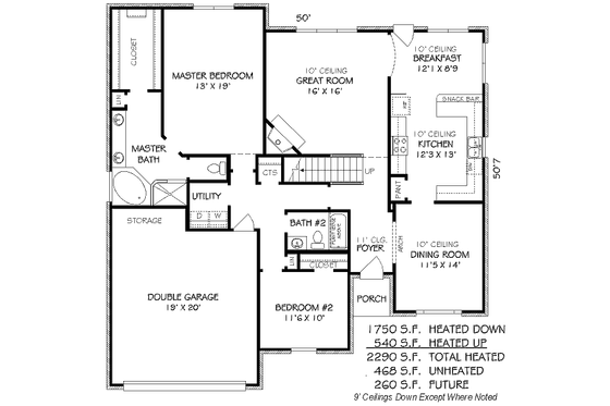 Floor Plan - Main Floor for European House Plan #424-85 - 4 bed, 3 bath