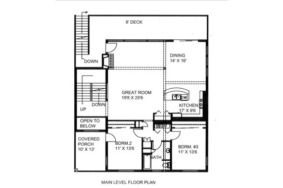 Floor Plan - Main Floor for Contemporary House Plan #117-1111 - 3 bed, 3 bath