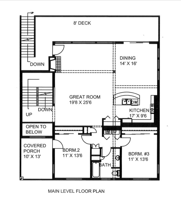 Floor Plan - Main Floor for Contemporary House Plan #117-1111 - 3 bed, 3 bath