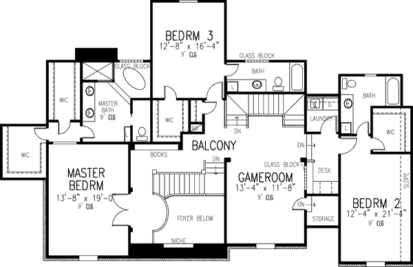 House Blueprint - European Floor Plan - Upper Floor Plan #410-229
