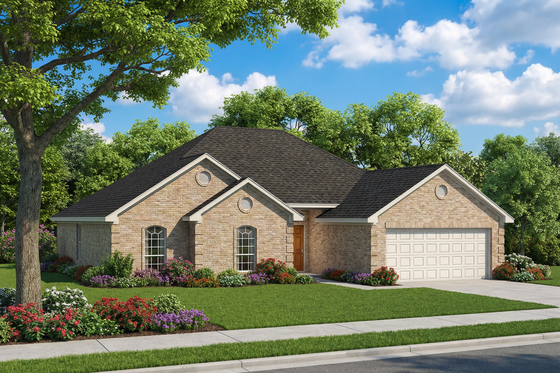 Exterior - Front Elevation for European House Plan #17-570 - 4 bed, 2 bath