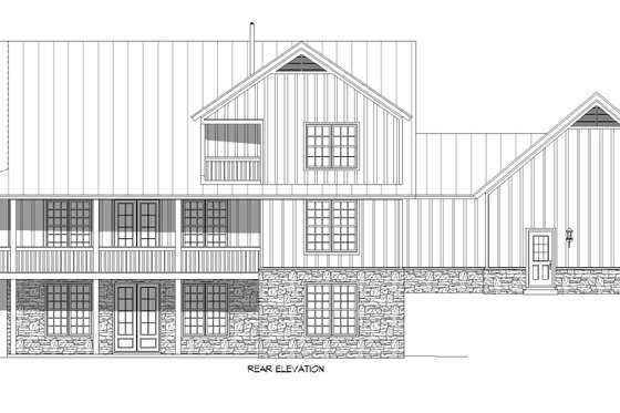 Exterior - Rear Elevation for Traditional House Plan #932-469 - 3 bed, 2.5 bath