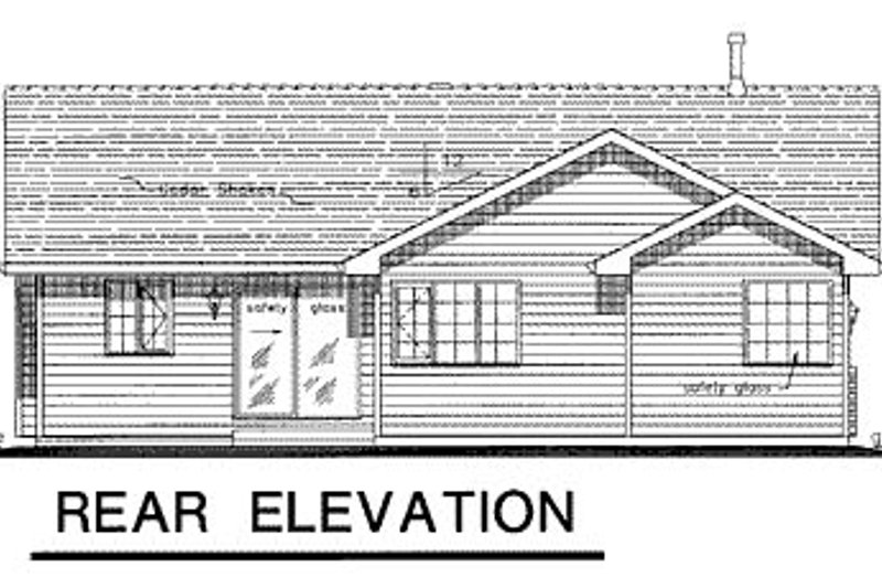 House Plan Design - Exterior - Rear Elevation for Ranch House Plan #18-194 - 3 bed, 2 bath
