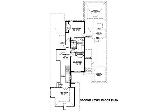 Floor Plan - Upper Floor for Colonial House Plan #81-1529 - 4 bed, 3.5 bath