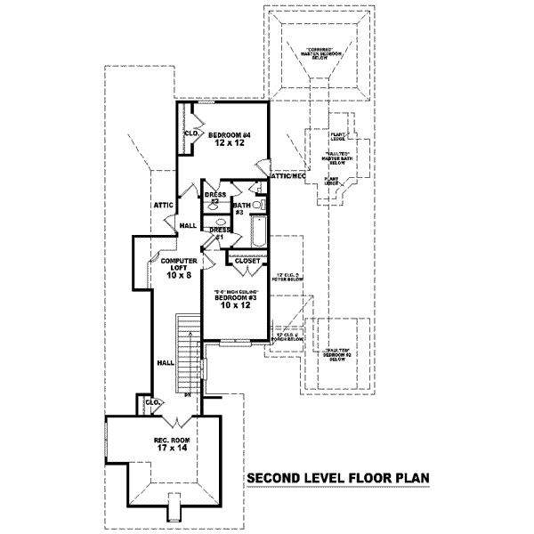 Floor Plan - Upper Floor for Colonial House Plan #81-1529 - 4 bed, 3.5 bath