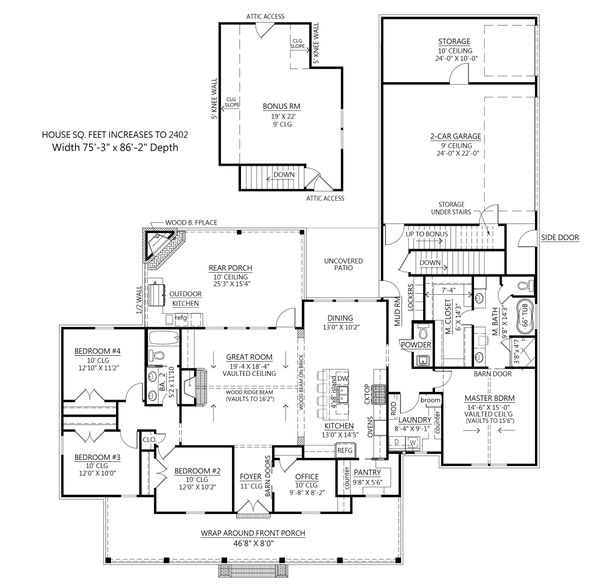 Dream House Plan - Optional Bonus - Basement