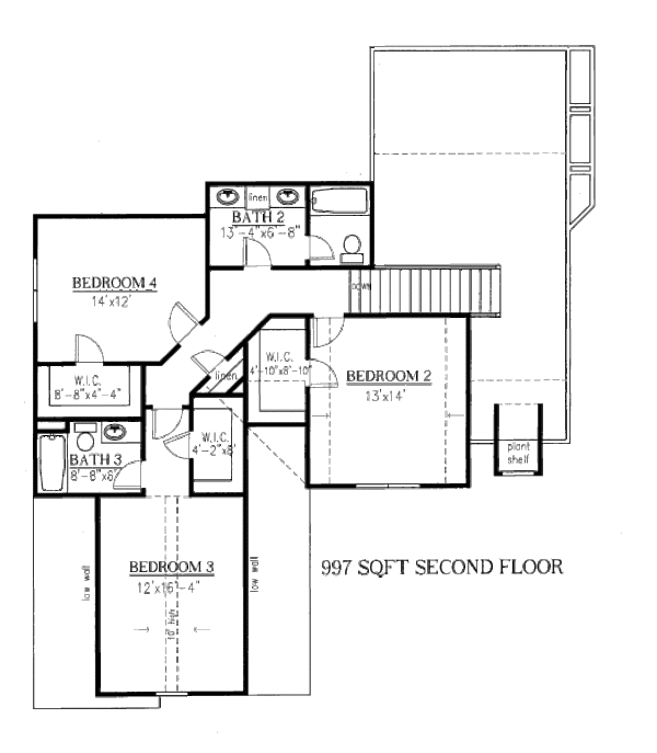 Traditional Floor Plan - Upper Floor Plan #437-38