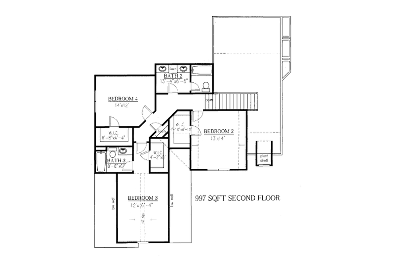 Home Plan - Floor Plan - Upper Floor for Traditional House Plan #437-38 - 4 bed, 3.5 bath
