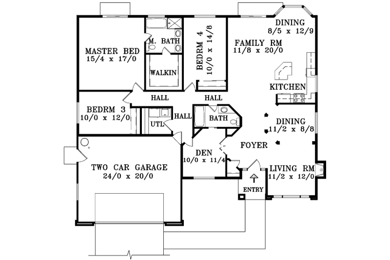 Architectural House Design - Floor Plan - Main Floor for Adobe / Southwestern House Plan #1-1391 - 3 bed, 2 bath