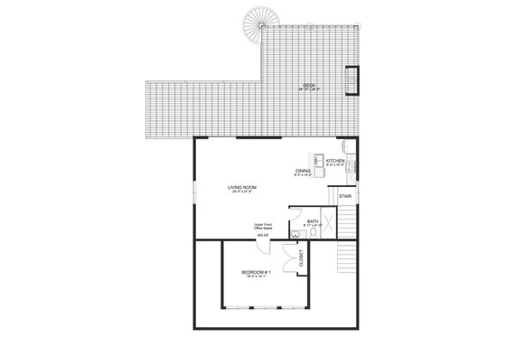 Floor Plan - Upper Floor for Traditional House Plan #1060-76 - 1 bed, 2.5 bath