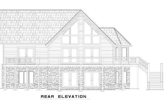 Exterior - Rear Elevation for Cabin House Plan #17-2469 - 3 bed, 2.5 bath