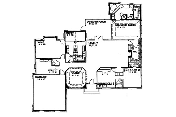 Floor Plan - Main Floor for Colonial House Plan #30-265 - 3 bed, 2.5 bath