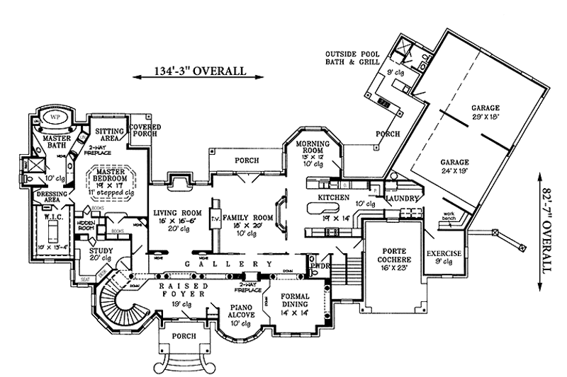 Home Plan - Floor Plan - Main Floor for European House Plan #968-43 - 4 bed, 5.5 bath