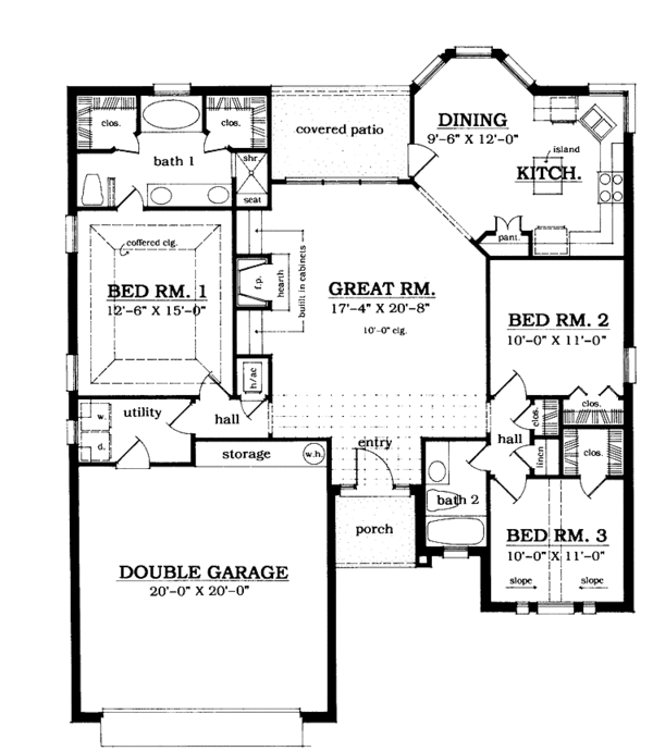 Architectural House Design - Ranch Floor Plan - Main Floor Plan #42-572