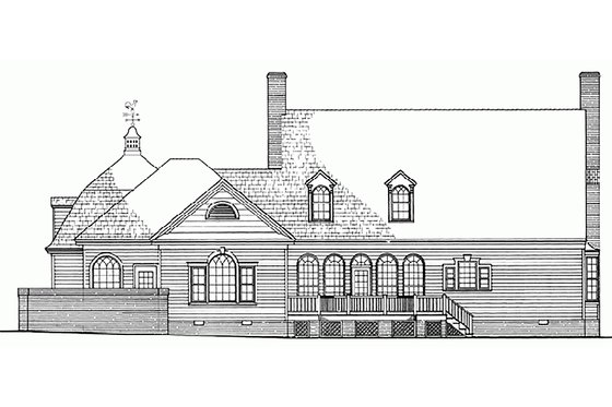Exterior - Rear Elevation for Southern House Plan #137-224 - 4 bed, 3 bath
