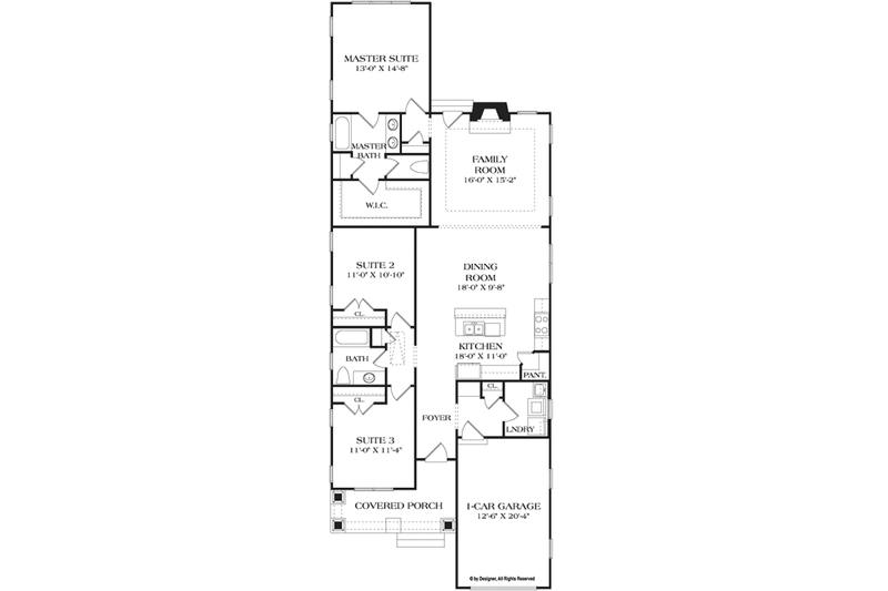 Home Plan - Floor Plan - Main Floor for Craftsman House Plan #453-618 - 3 bed, 2 bath