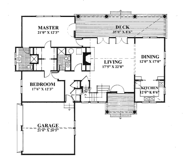 House Design - Country Floor Plan - Main Floor Plan #961-1