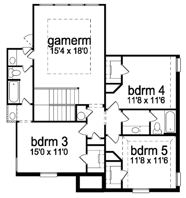 House Plan Design - Tudor Floor Plan - Upper Floor Plan #84-735