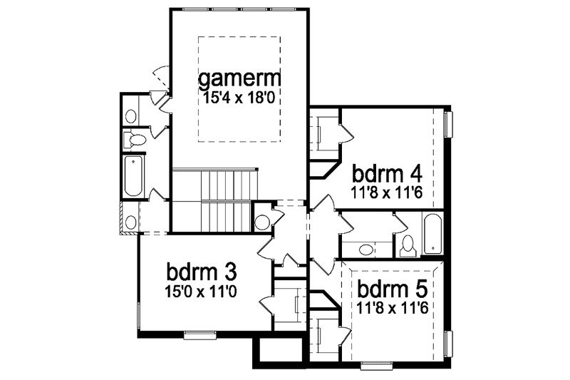 Home Plan - Floor Plan - Upper Floor for Tudor House Plan #84-735 - 5 bed, 4 bath