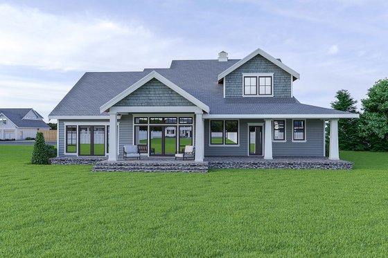 Exterior - Rear Elevation for Traditional House Plan #1070-58 - 3 bed, 2.5 bath