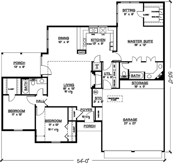 House Plan Design - Country Floor Plan - Main Floor Plan #45-530