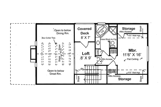 Upper level floor plan - 2200 square foot traditional home