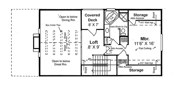 Upper level floor plan - 2200 square foot traditional home