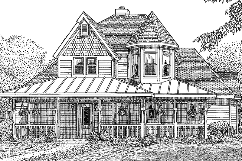 House Blueprint - Country Exterior - Front Elevation Plan #410-3594