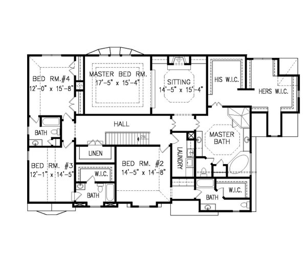 Craftsman Floor Plan - Upper Floor Plan #54-531