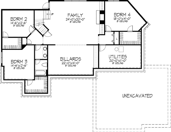 House Plan Design - Traditional Floor Plan - Lower Floor Plan #51-788