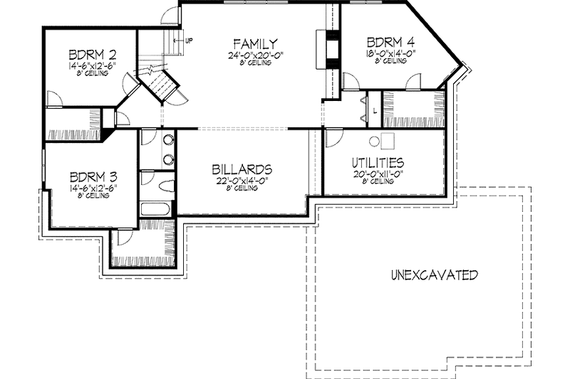 Dream House Plan - Floor Plan - Lower Floor for Traditional House Plan #51-788 - 4 bed, 3 bath