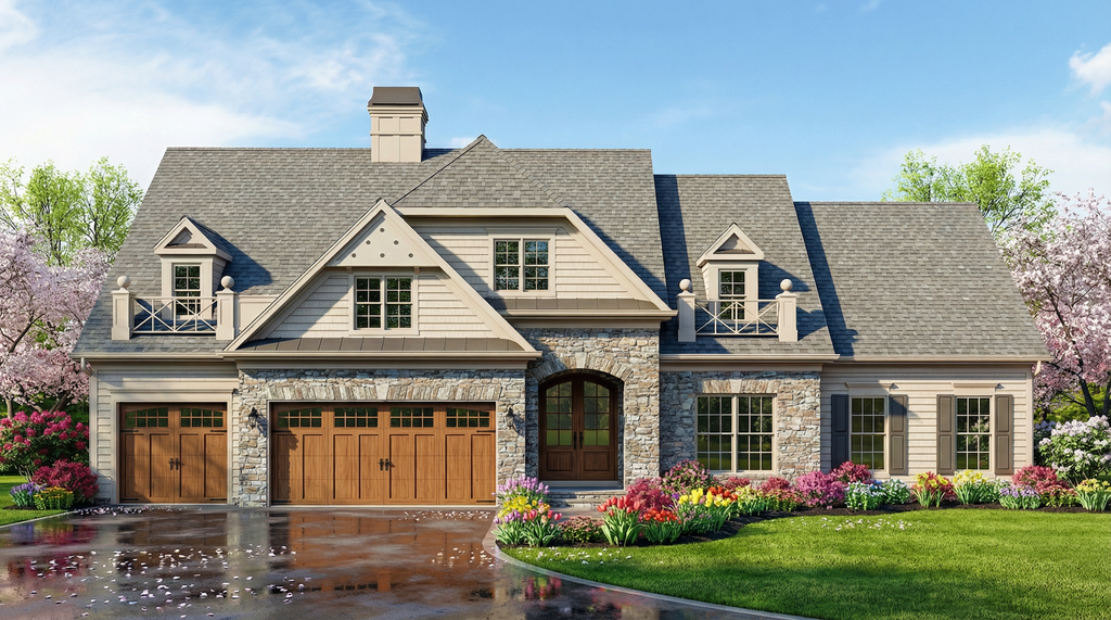 Exterior - Front Elevation 2 for Traditional House Plan #119-131 - 4 bed, 3 bath