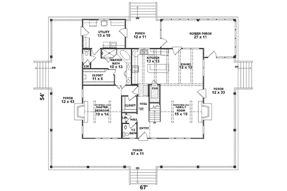 Floor Plan - Main Floor for Country House Plan #81-109 - 3 bed, 2.5 bath