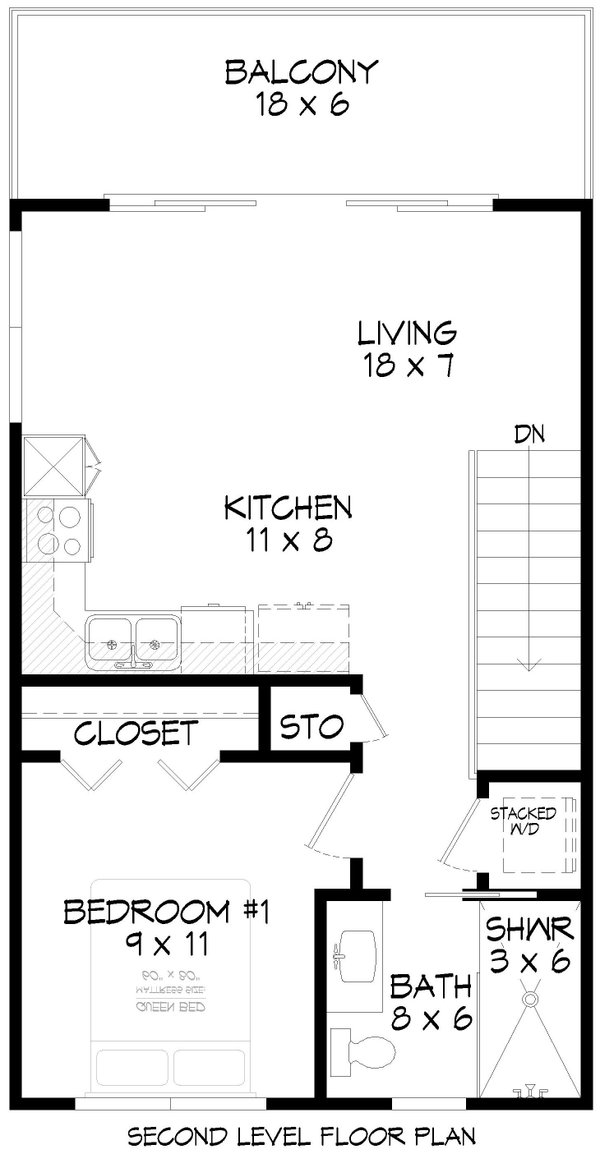 Contemporary Floor Plan - Upper Floor Plan #932-1030