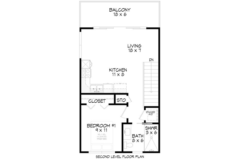 Architectural House Design - Floor Plan - Upper Floor for Contemporary House Plan #932-1030 - 1 bed, 1.5 bath
