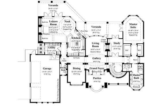 Floor Plan - Main Floor for Mediterranean House Plan #930-257 - 4 bed, 3.5 bath
