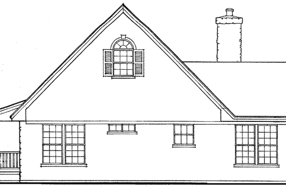 Exterior - Rear Elevation for Country House Plan #140-165 - 2 bed, 2 bath