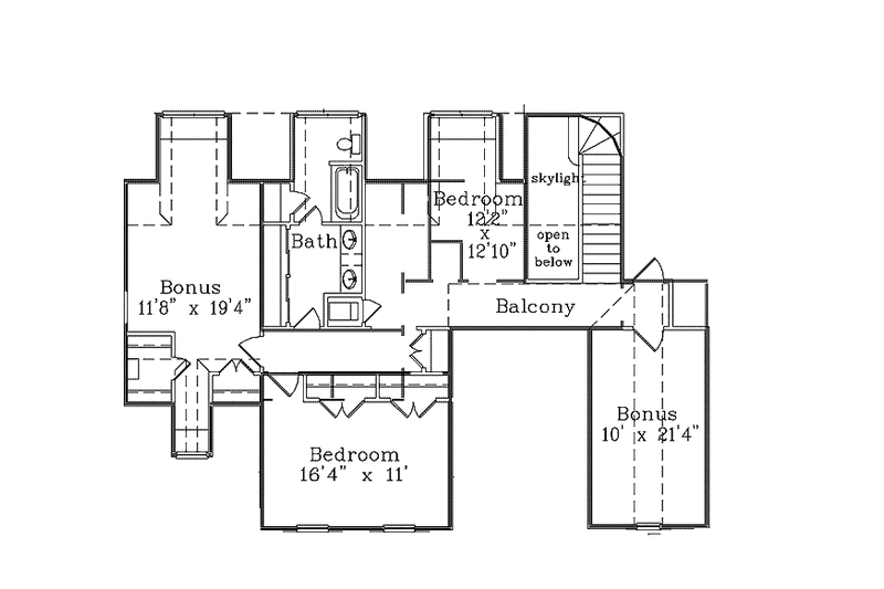 House Blueprint - Floor Plan - Upper Floor for Country House Plan #985-11 - 3 bed, 2.5 bath