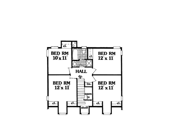 Farmhouse Floor Plan - Upper Floor Plan #3-308