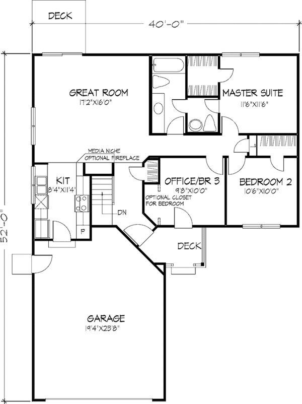 Architectural House Design - Prairie Floor Plan - Main Floor Plan #320-1450