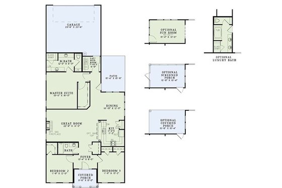 Floor Plan - Main Floor for Traditional House Plan #17-2420 - 3 bed, 2 bath