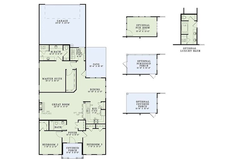 Dream House Plan - Floor Plan - Main Floor for Traditional House Plan #17-2420 - 3 bed, 2 bath
