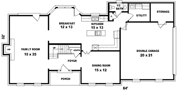 Colonial Floor Plan - Main Floor Plan #81-703