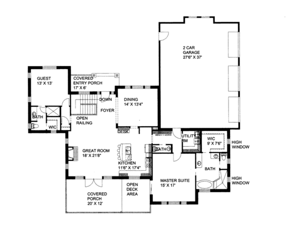 House Blueprint - Craftsman Floor Plan - Main Floor Plan #117-858
