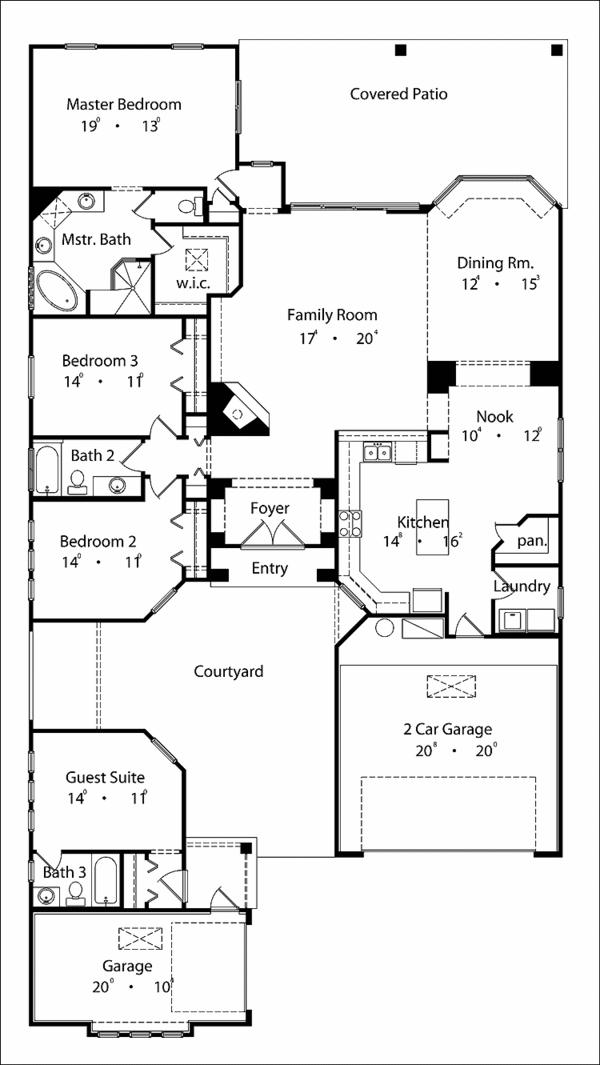 House Design - Mediterranean Floor Plan - Main Floor Plan #417-568