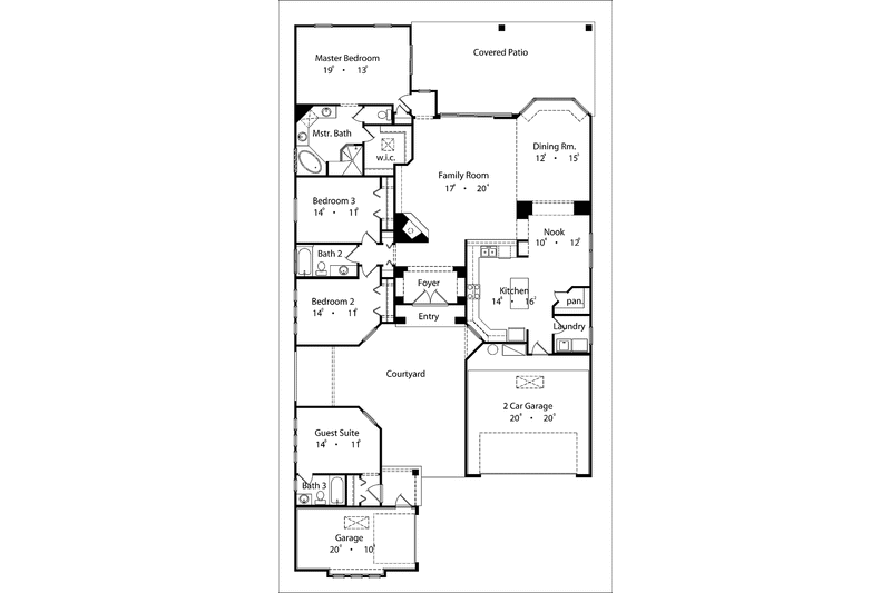 House Blueprint - Floor Plan - Main Floor for Mediterranean House Plan #417-568 - 4 bed, 3 bath