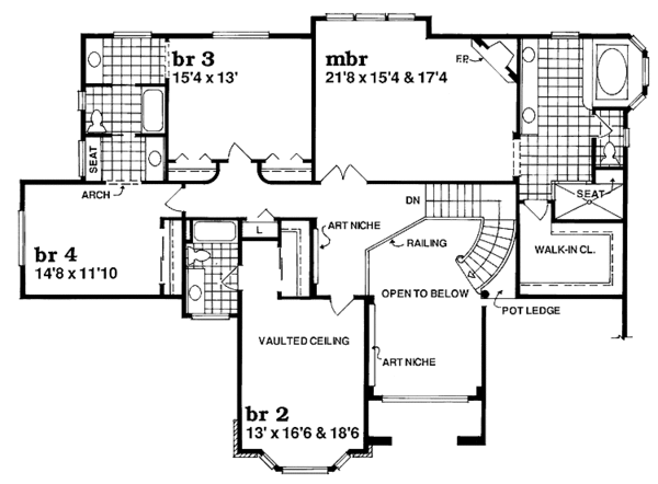 House Design - Traditional Floor Plan - Upper Floor Plan #47-894