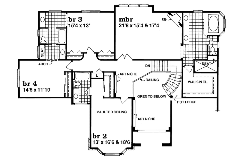 House Plan Design - Floor Plan - Upper Floor for Traditional House Plan #47-894 - 4 bed, 3.5 bath