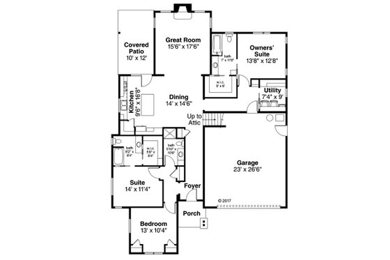 Floor Plan - Main Floor for Craftsman House Plan #124-1056 - 3 bed, 3 bath